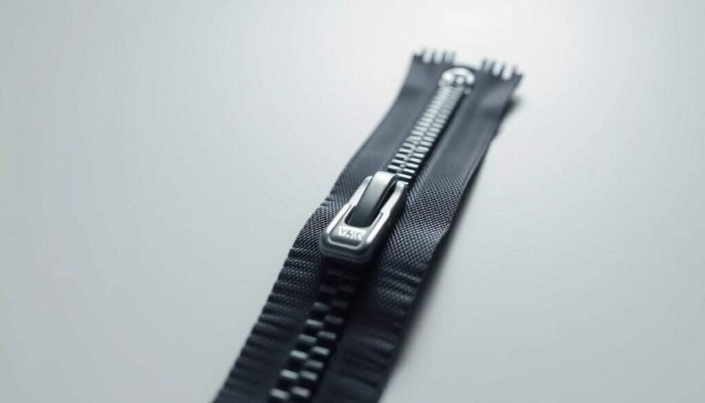 A close-up shot of a YKK zipper in a well-lit, minimalist setting. The zipper's metallic teeth and pull-tab are prominently featured, showcasing the intricate engineering and sturdy construction. The background is a clean, neutral color, allowing the zipper's details to take center stage. Subtle shadows and highlights accentuate the zipper's three-dimensional form, conveying a sense of quality and reliability. The camera angle is slightly elevated, providing an engaging perspective that invites the viewer to examine the zipper's security features, such as the reinforced seams and anti-pull mechanism. A close-up shot of a YKK zipper in a well-lit, minimalist setting. The zipper's metallic teeth and pull-tab are prominently featured, showcasing the intricate engineering and sturdy construction. The background is a clean, neutral color, allowing the zipper's details to take center stage. Subtle shadows and highlights accentuate the zipper's three-dimensional form, conveying a sense of quality and reliability. The camera angle is slightly elevated, providing an engaging perspective that invites the viewer to examine the zipper's security features, such as the reinforced seams and anti-pull mechanism.