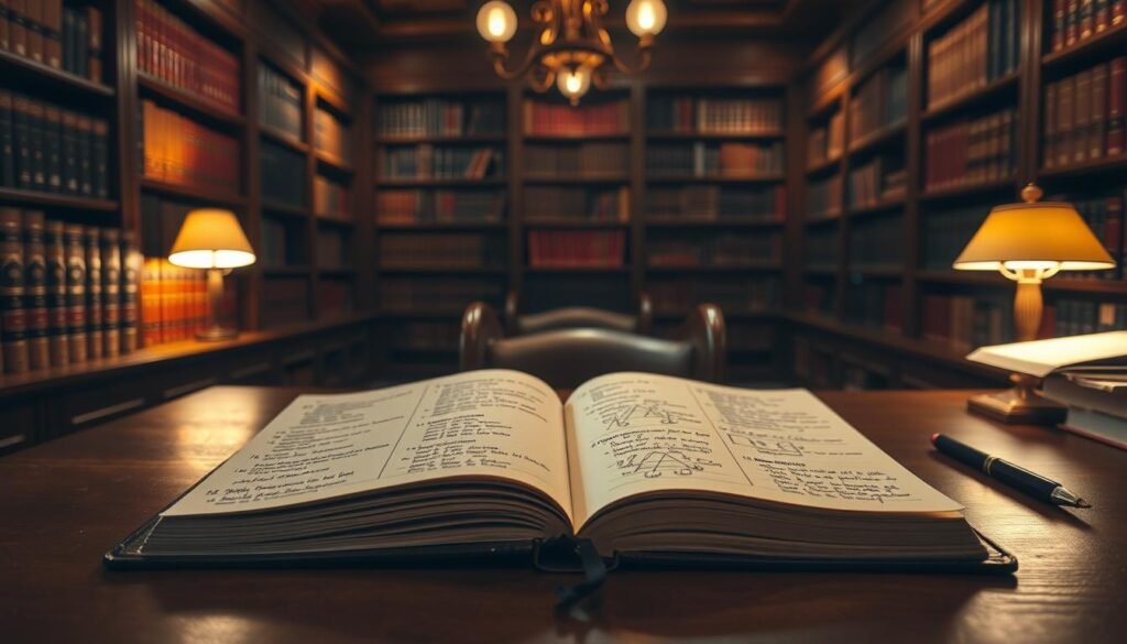 A dimly lit academic study, with a wooden desk in the foreground. On the desk, an open notebook displays neatly organized lists, diagrams, and handwritten notes, illustrating the principles of spelling consistency in academic writing. Warm, ambient lighting casts a cozy glow, creating a contemplative atmosphere. In the middle ground, bookshelves line the walls, filled with leather-bound volumes, conveying a sense of scholarly pursuit. The background is slightly blurred, hinting at the broader context of the writer's research and exploration of effective writing strategies. A dimly lit academic study, with a wooden desk in the foreground. On the desk, an open notebook displays neatly organized lists, diagrams, and handwritten notes, illustrating the principles of spelling consistency in academic writing. Warm, ambient lighting casts a cozy glow, creating a contemplative atmosphere. In the middle ground, bookshelves line the walls, filled with leather-bound volumes, conveying a sense of scholarly pursuit. The background is slightly blurred, hinting at the broader context of the writer's research and exploration of effective writing strategies.