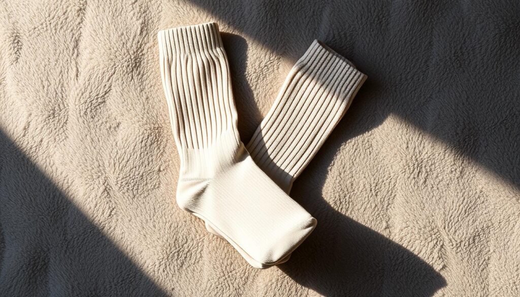 A pair of compression socks in a subtle neutral tone lies on a soft, plush gray surface. The socks are neatly folded, showcasing their ribbed texture and reinforced heel and toe areas. Gentle shadows cast by a warm, diffused light highlight the contours and suggest a cozy, inviting atmosphere. The socks are the central focus, positioned to convey a sense of comfort and practicality for the discerning traveler. The background is slightly blurred, keeping the viewer's attention firmly on the compression socks as the key subject. A pair of compression socks in a subtle neutral tone lies on a soft, plush gray surface. The socks are neatly folded, showcasing their ribbed texture and reinforced heel and toe areas. Gentle shadows cast by a warm, diffused light highlight the contours and suggest a cozy, inviting atmosphere. The socks are the central focus, positioned to convey a sense of comfort and practicality for the discerning traveler. The background is slightly blurred, keeping the viewer's attention firmly on the compression socks as the key subject.