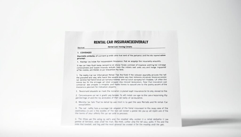 A well-lit, high-quality photograph of a rental car insurance document against a clean, professional-looking background. The document should be prominently displayed, with clear details about the coverage, deductibles, and policy information. The lighting should be soft and even, creating a sense of clarity and focus on the subject matter. The composition should be balanced, with the document positioned centrally and occupying a significant portion of the frame. The overall mood should convey a sense of confidence and reliability, reflecting the importance of understanding rental car insurance coverage. A well-lit, high-quality photograph of a rental car insurance document against a clean, professional-looking background. The document should be prominently displayed, with clear details about the coverage, deductibles, and policy information. The lighting should be soft and even, creating a sense of clarity and focus on the subject matter. The composition should be balanced, with the document positioned centrally and occupying a significant portion of the frame. The overall mood should convey a sense of confidence and reliability, reflecting the importance of understanding rental car insurance coverage.