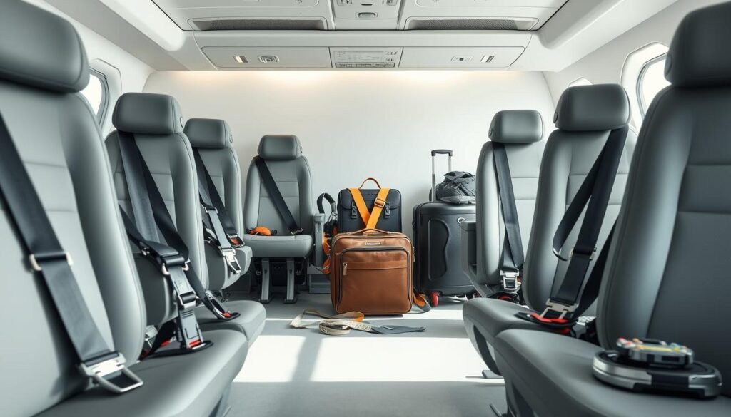 Detailed international seat belt systems in a clean, well-lit studio setting. Prominently featured are a variety of seatbelt designs and buckle mechanisms from different countries, arranged in an organized grid layout. The foreground showcases the intricate engineering and diverse functionality of these safety devices, with a focus on colors, textures, and mechanical components. The middle ground provides a contextual backdrop of minimalist, subtly branded travel accessories and luggage. The background maintains a bright, airy atmosphere with natural lighting, creating a professional, educational tone suitable for an informative article illustration. Detailed international seat belt systems in a clean, well-lit studio setting. Prominently featured are a variety of seatbelt designs and buckle mechanisms from different countries, arranged in an organized grid layout. The foreground showcases the intricate engineering and diverse functionality of these safety devices, with a focus on colors, textures, and mechanical components. The middle ground provides a contextual backdrop of minimalist, subtly branded travel accessories and luggage. The background maintains a bright, airy atmosphere with natural lighting, creating a professional, educational tone suitable for an informative article illustration.