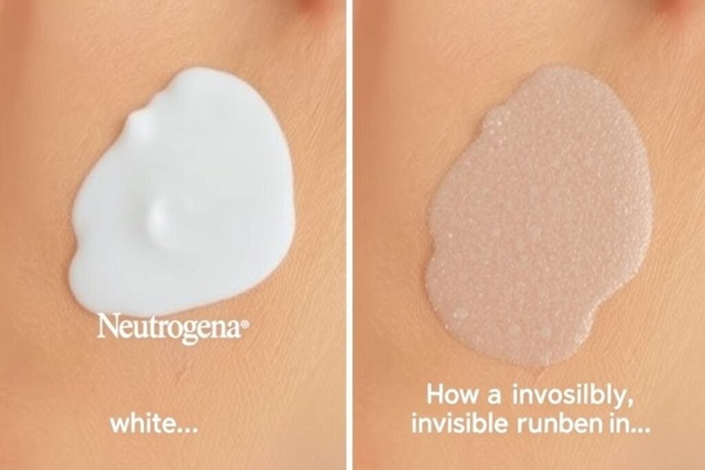 Neutrogena Ultra Sheer Sunscreen being applied showing its quick-absorbing texture Neutrogena Ultra Sheer Sunscreen being applied showing its quick-absorbing texture