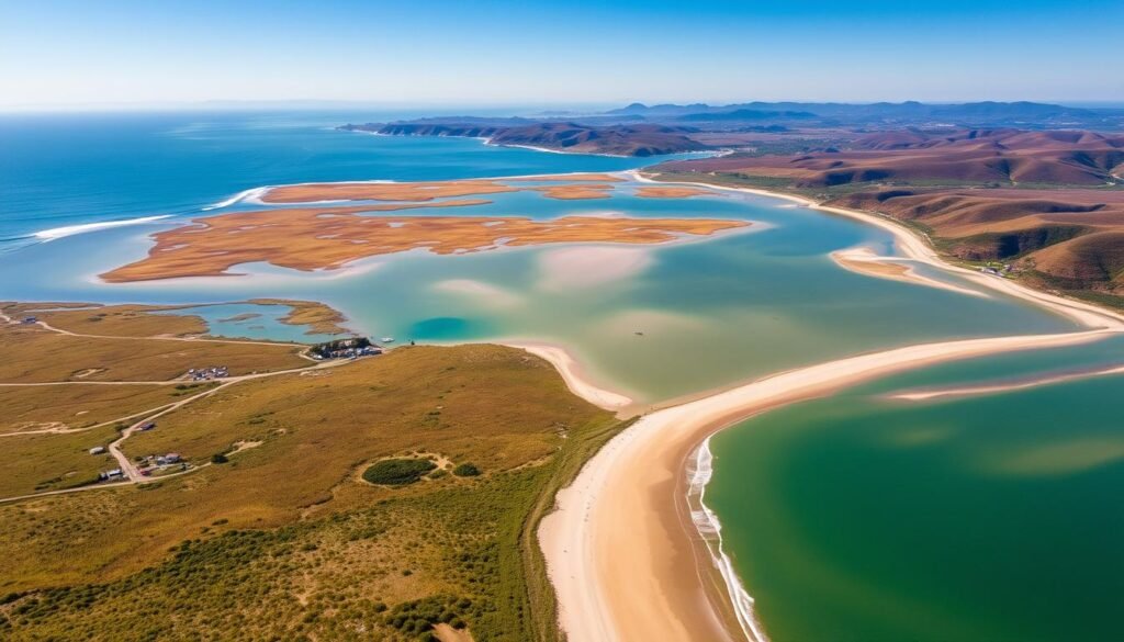 Bolinas Lagoon and beach, California - one of the most reclusive hidden beach towns USA Bolinas Lagoon and beach, California - one of the most reclusive hidden beach towns USA