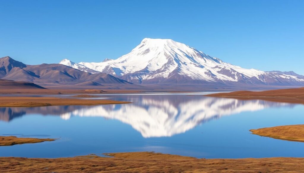 Denali mountain (Mt. McKinley) with reflection in Wonder Lake Denali mountain (Mt. McKinley) with reflection in Wonder Lake