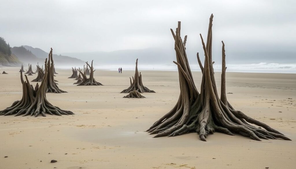 Ghost Forest at Neskowin Beach, Oregon - a unique feature of this hidden beach town USA Ghost Forest at Neskowin Beach, Oregon - a unique feature of this hidden beach town USA