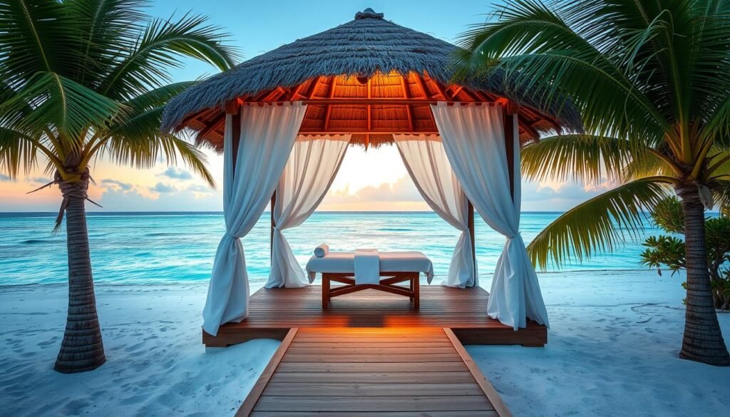 Little Palm Island Resort beachfront spa cabana in Florida Keys Little Palm Island Resort beachfront spa cabana in Florida Keys