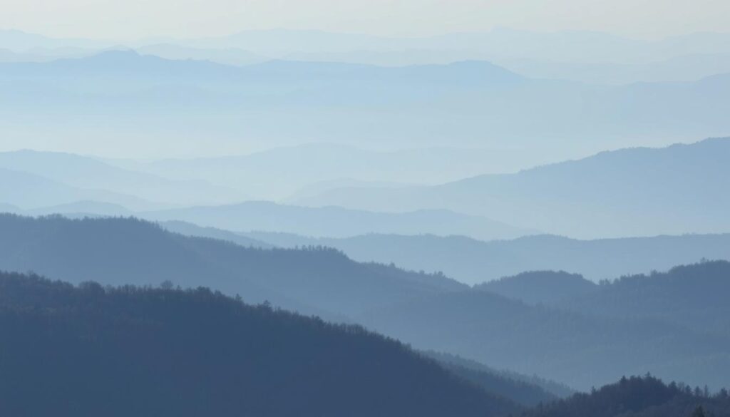 Misty morning view of the Great Smoky Mountains National Park Misty morning view of the Great Smoky Mountains National Park