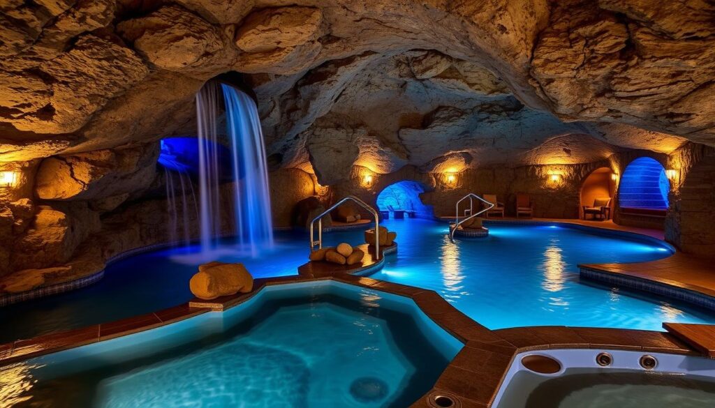 Omni Grove Park Inn spa waterfall and pools in Asheville Omni Grove Park Inn spa waterfall and pools in Asheville
