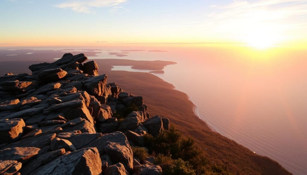 Sunrise view from Cadillac Mountain in Acadia National Park Sunrise view from Cadillac Mountain in Acadia National Park