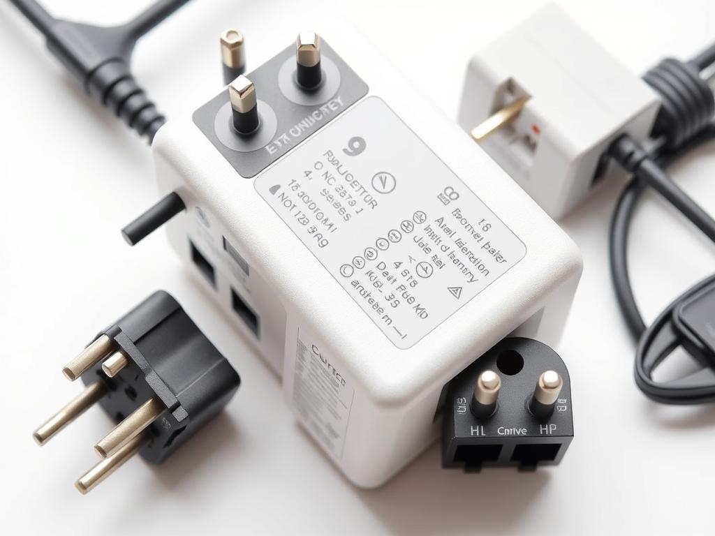 Universal power adapter showing multiple country configurations
