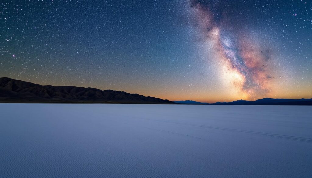 Death Valley National Park stargazing with Milky Way over desert landscape Death Valley National Park stargazing with Milky Way over desert landscape